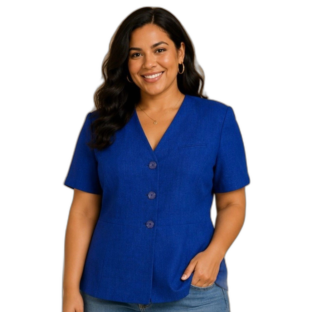 Herman Geist Women’s Short-Sleeve Royal Blue Blazer - Size 14W